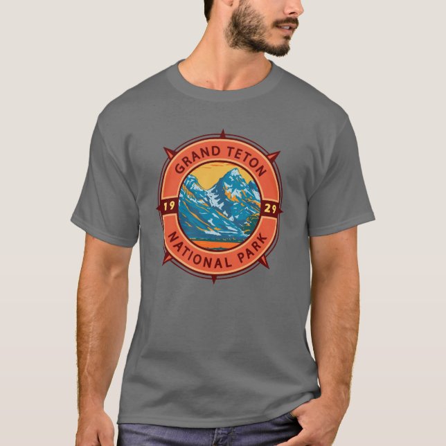 Camiseta Gran Parque Nacional de Teton Emblema de brújula r (Anverso)