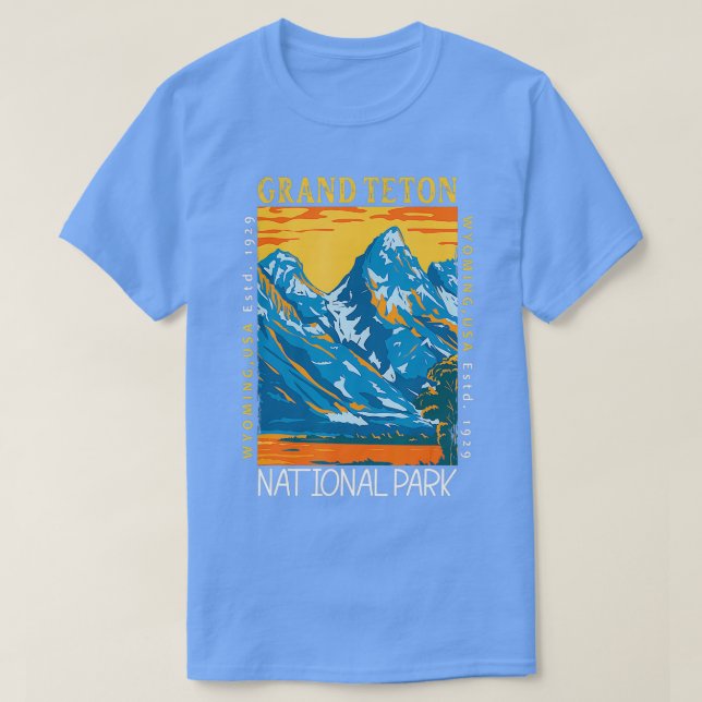 Camiseta Gran Parque Nacional de Tetón Wyoming Vinta en Pro (Diseño del anverso)