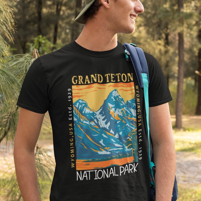 Camiseta Gran Parque Nacional del Tetón Wyoming Retro Moles (Subido por el creador)