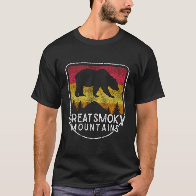 Camiseta Gran Parque Nacional Montañas Smoky Hombres Retro  (Anverso)