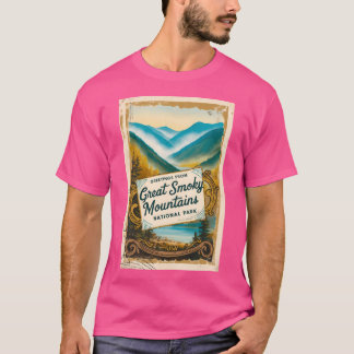 Camiseta Gran Parque Nacional Montañas Smoky Postcard Vinta
