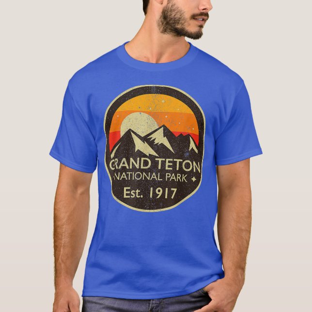 Camiseta Gran Parque Nacional Teton Vintage Retro Senderism (Anverso)