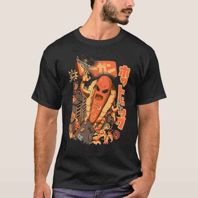Camiseta Gran Perro caliente Kaiju Arte japonés (Anverso)