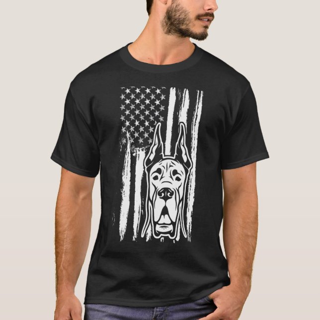 Camiseta Gran perro canino banderín norteamericano cachorro (Anverso)