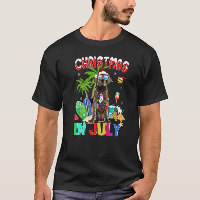 Camiseta Gran Perro Danés En Santa Hat Navidades De Gafas D (Anverso)
