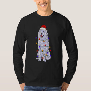 Camiseta Gran perro de los Pirineos llevando Navidades luce