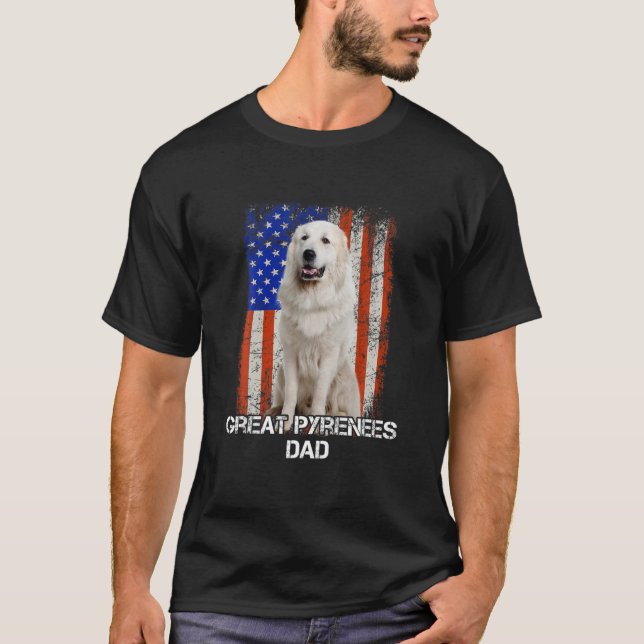 Camiseta Gran perro de los Pirineos Papá Padre Día Bandera  (Anverso)