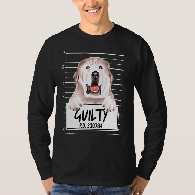 Camiseta Gran Perro Pirineo Mugshot Culpable (Anverso)