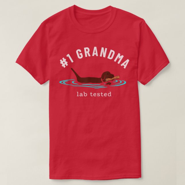 Camiseta Gran Perro recuperador de chocolate con una abuela (Diseño del anverso)