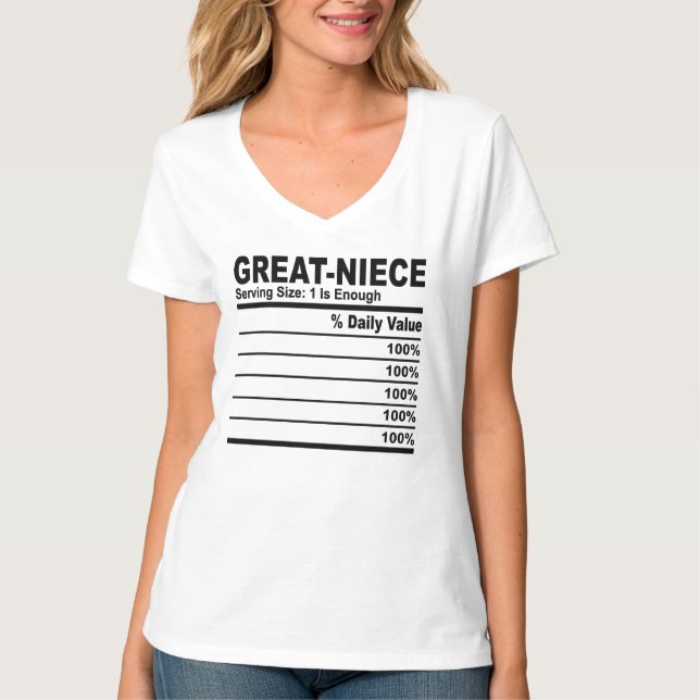 Camiseta Gran Personalizado de datos sobre nutrición en sob (Anverso)