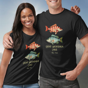 Camiseta Gran pescado acuático del Lago Sacandaga de Nueva 