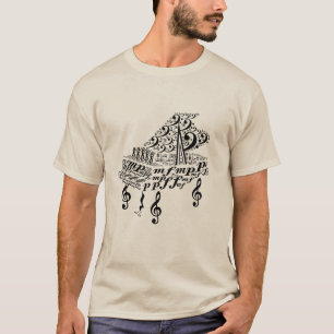 Camiseta Gran piano, Chopin, notas musicales, símbolos musi