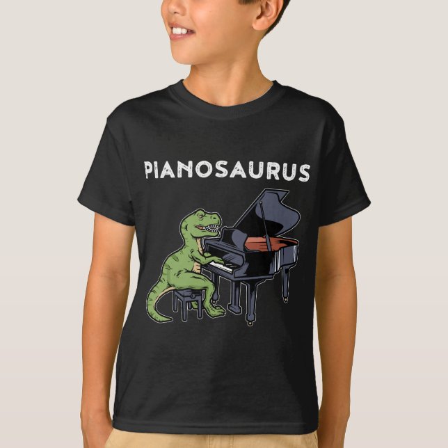 Camiseta Gran Piano Pianista Regalo Dinosaurio Música Piano (Anverso)