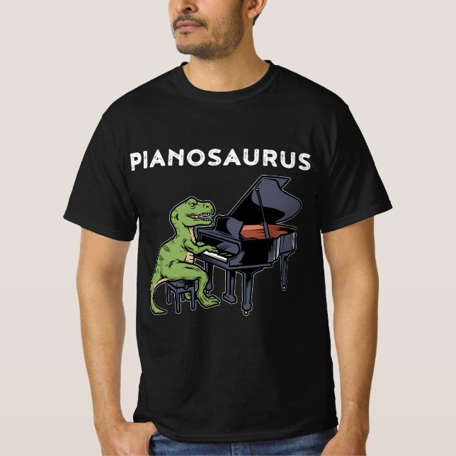 Camiseta Gran Piano Pianista Regalo Dinosaurio Música Piano (Anverso)