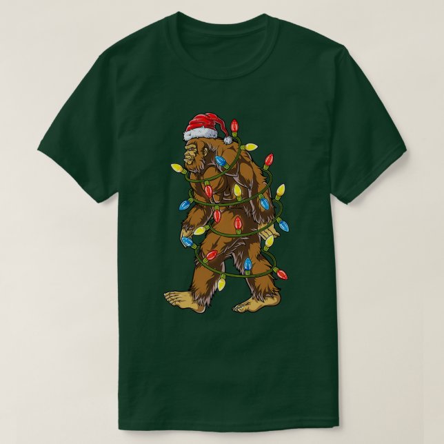 Camiseta Gran pie árbol de navidad de Santa Claus ilumina a (Diseño del anverso)