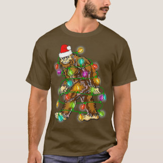 Camiseta Gran pie de árbol de navidad de Santa Claus encien