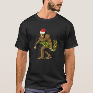 Camiseta Gran pie de árbol de navidad de Santa Claus encien