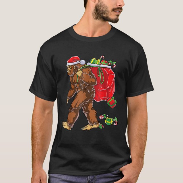 Camiseta Gran pie de árbol de navidad Santa enciende divert (Anverso)