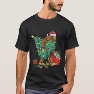 Camiseta Gran pie de árbol de navidad Santa enciende divert