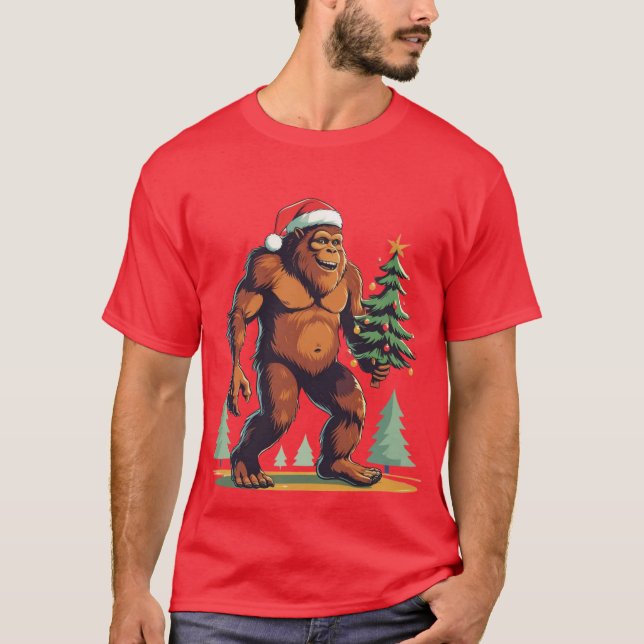 Camiseta Gran pie de árbol de navidad Santa Hat (Anverso)