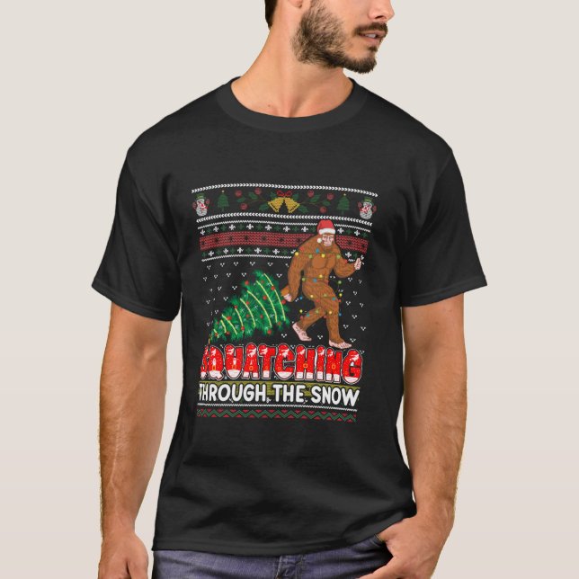 Camiseta Gran pie divertida Sasquatch Ugly Árbol de Navidad (Anverso)