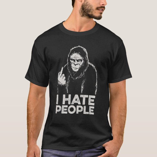 Camiseta Gran pie I Odio a la gente Funny Sasquatch Media F (Anverso)