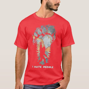 Camiseta Gran pie odio a la gente Camping de pie grande acu