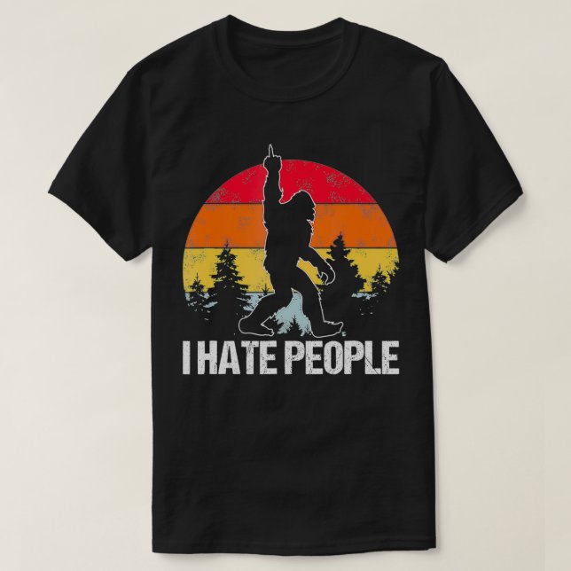 Camiseta Gran pie odio a la gente Dedo medio Sasquatch Ret (Diseño del anverso)