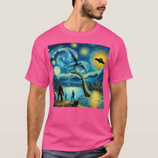 Camiseta Gran pie Starry Night Loch Ness Alien Ufo Dragon C