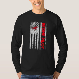 Camiseta Gran Piloto De Drones Ee.Uu. Bandera Quadcopter Vo