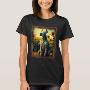 Camiseta Gran pintura de danés Flor de girasol Mamá Flor Fl