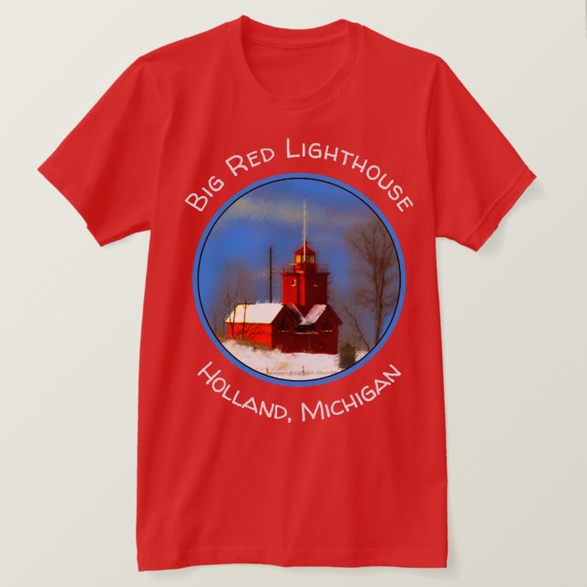 Camiseta Gran pintura de faro rojo - Arte original (Anverso del diseño)