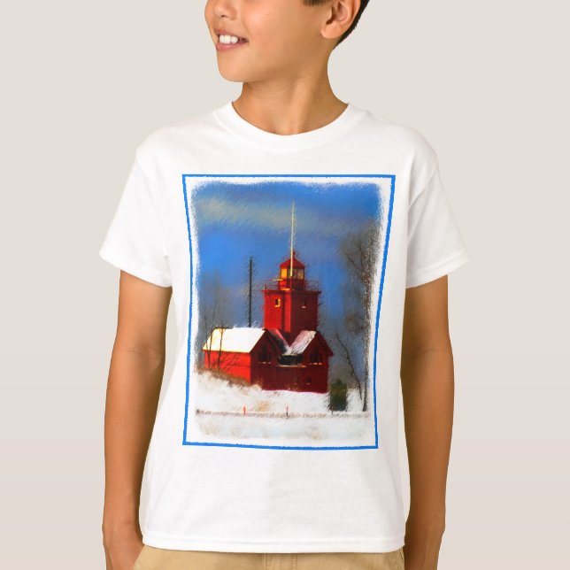 Camiseta Gran pintura de faro rojo - Arte original (Anverso)