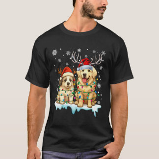Camiseta Gran Pirineo Luz de Navidad Sombrero de Santa Reno