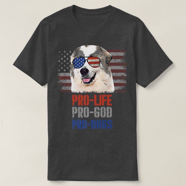 Camiseta Gran Pirineo Pro Vida Pro Dios Pro Perros Premium (Diseño del anverso)