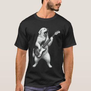 Camiseta Gran Pirineo Tocando Bajo Música Rock Perro