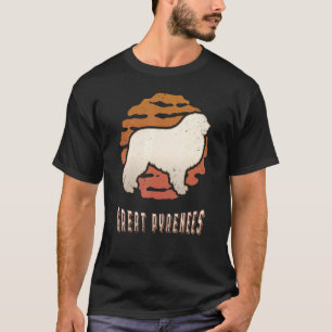 Camiseta Gran Pirineo Vintage Retro Clásico Perro Atardecer