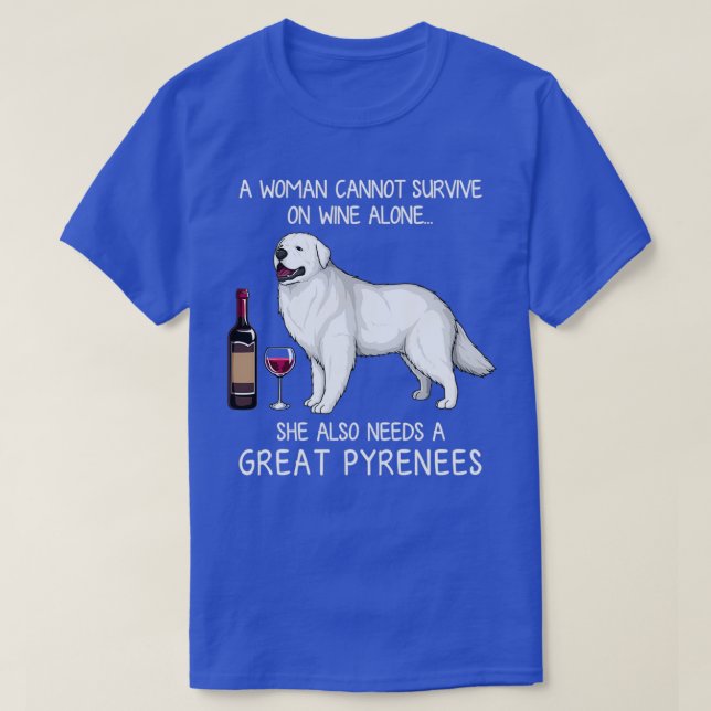 Camiseta Gran Pirineo y vino Perro divertido (Diseño del anverso)