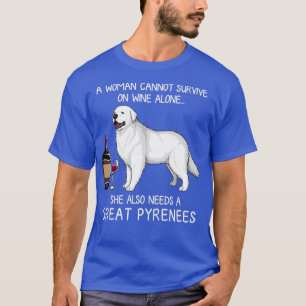 Camiseta Gran Pirineo y vino Perro divertido