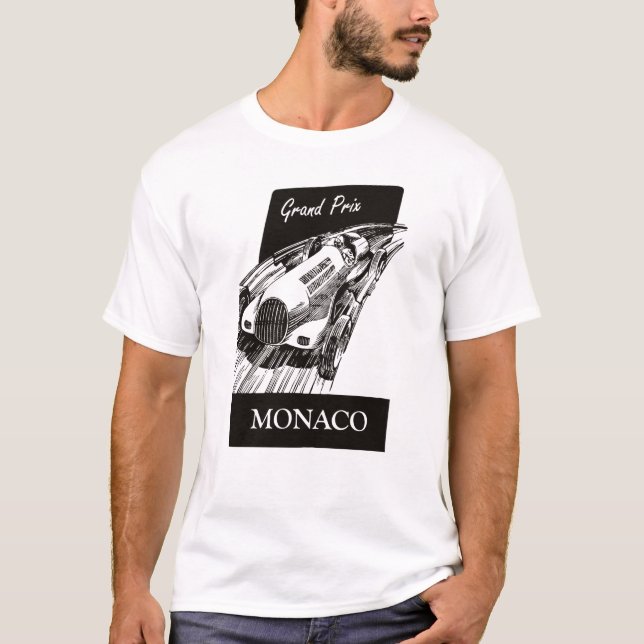 Camiseta Gran Premio Retro de los Race Car Mónaco de los añ (Anverso)