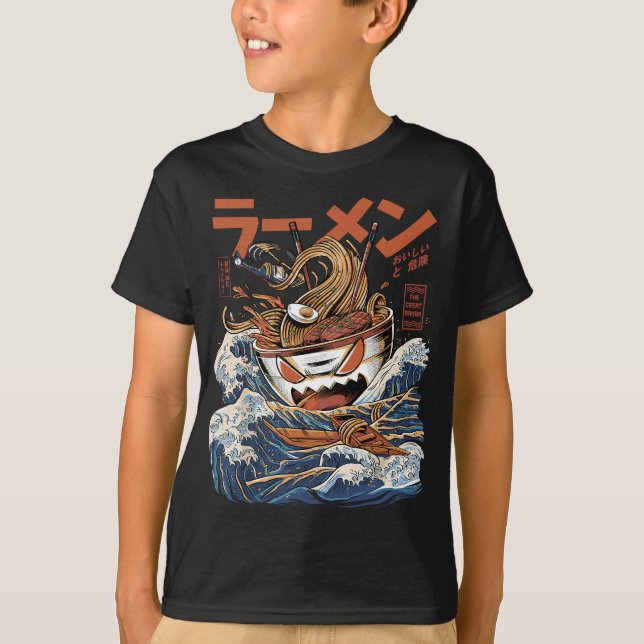 Camiseta Gran Ramen de la comida japonesa Kanagawa Kaiju Ka (Anverso)