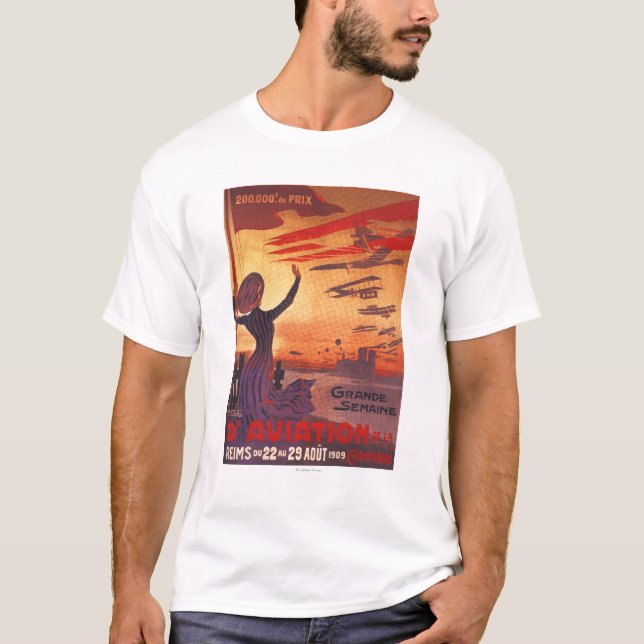 Camiseta Gran semana de la aviación - poster que agita de (Anverso)