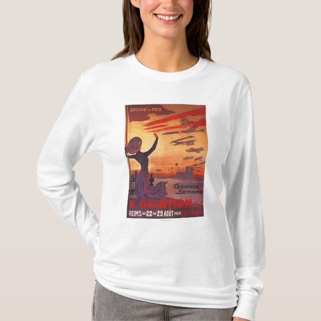 Camiseta Gran semana de la aviación - poster que agita de (Anverso)