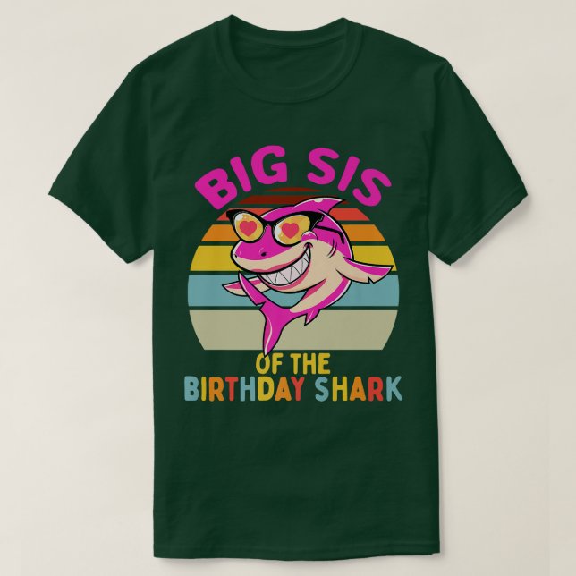 Camiseta Gran Sis de la hermana del cumpleaños del tiburón  (Diseño del anverso)