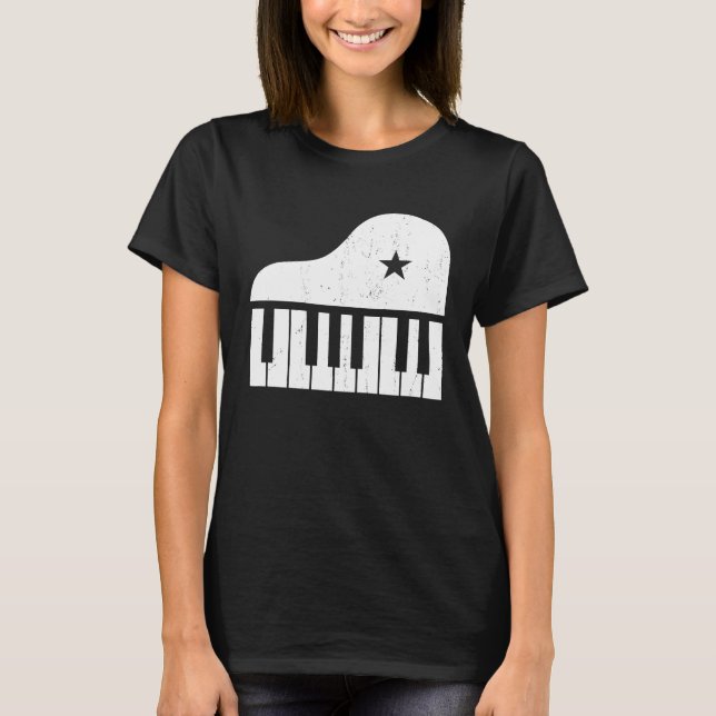 Camiseta Gran Spinet Piano Player Design Simple Grunge Pia (Anverso)