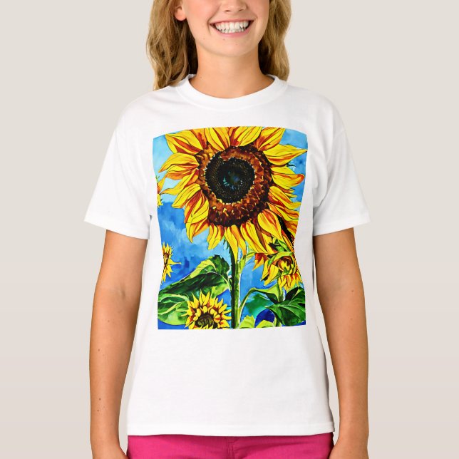 Camiseta Gran Sunflower Watercoloración (Anverso)