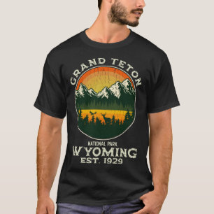 Camiseta Gran Tetón Wyoming Insignia Vintage Pesca Caza