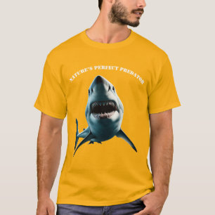 Camiseta Gran tiburón blanco bajo el agua con URM de boca a