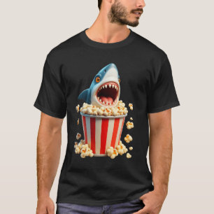 Camiseta Gran Tiburón Blanco Comiendo Popcorn Gracioso Tibu