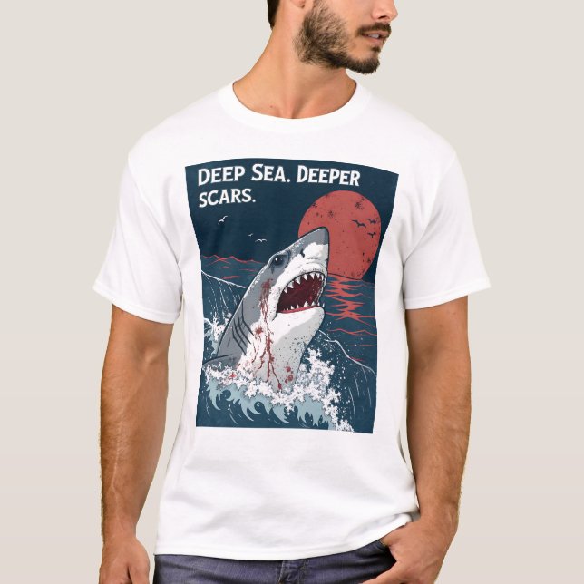 Camiseta Gran tiburón blanco con cicatrices más profundas e (Anverso)